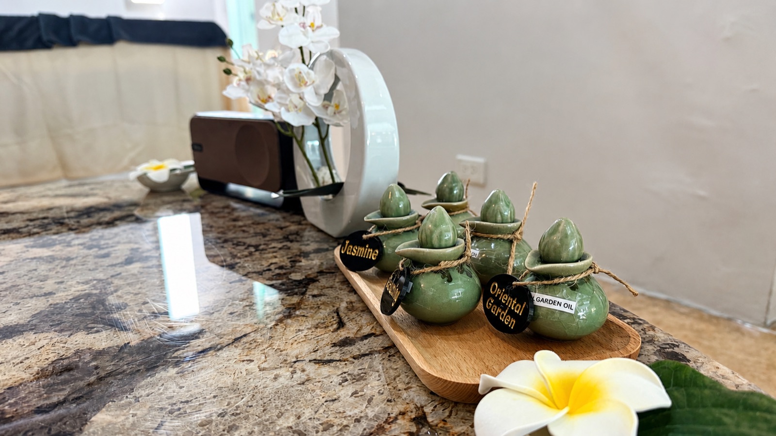 Signature aroma oil blends at Aura Vita Spa, Patong