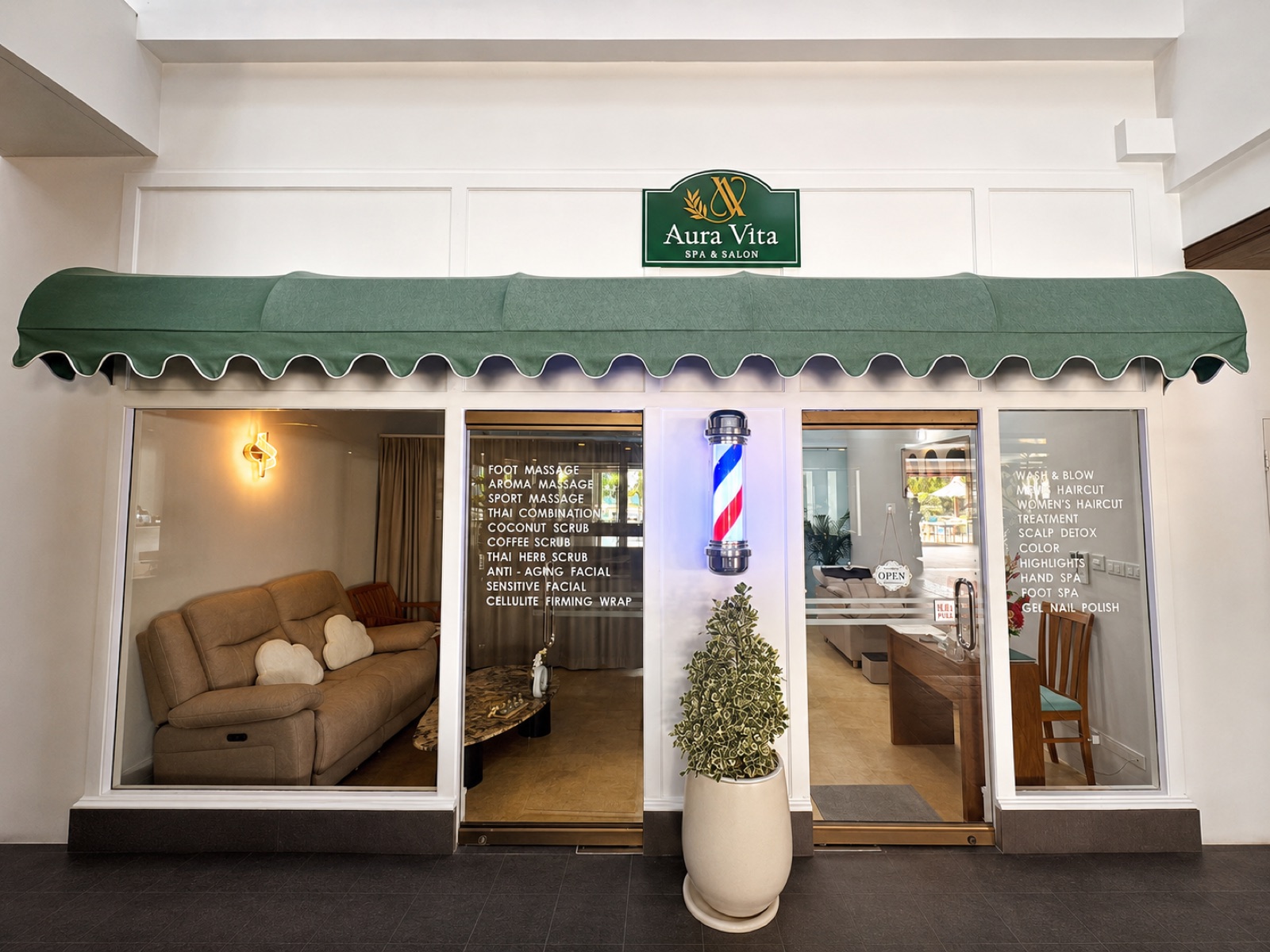 Aura Vita Spa & Salon entrance on the 3rd floor at Andaman Beach Suites, Patong